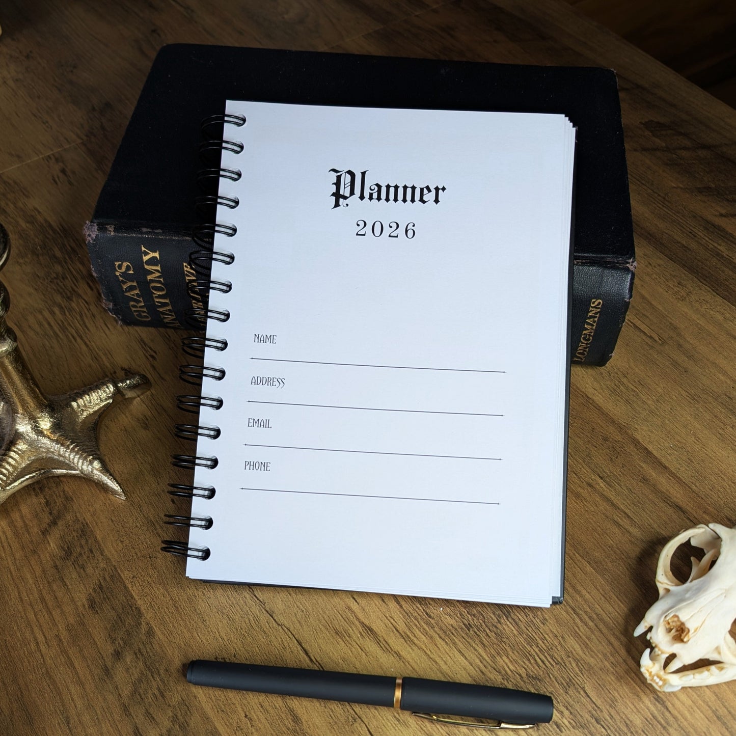 A page of the Gothic Office 2026 Planner to write your name, address and email information.