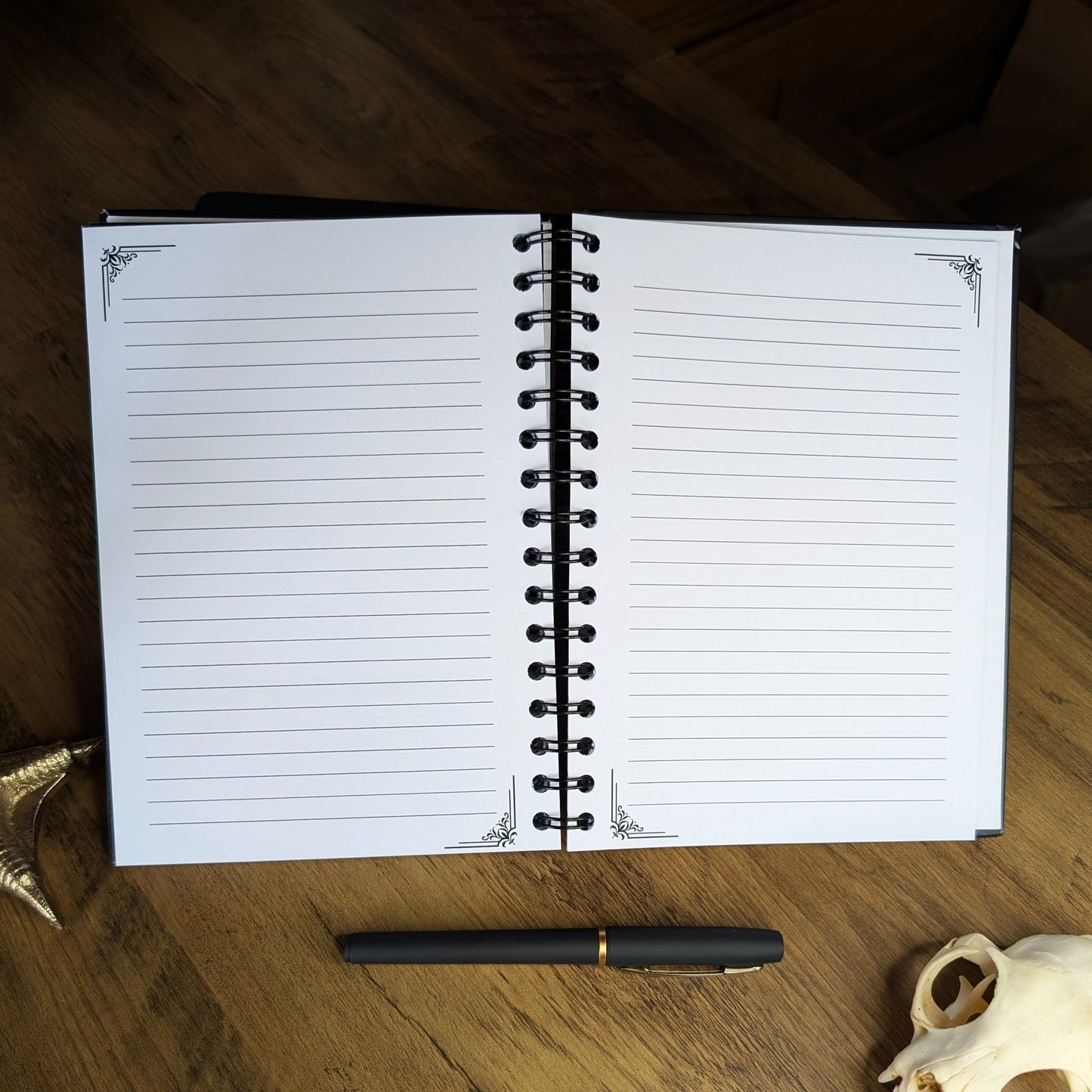 A two page spread from the Gothic Office 2026 Planner that shows the lined pages.