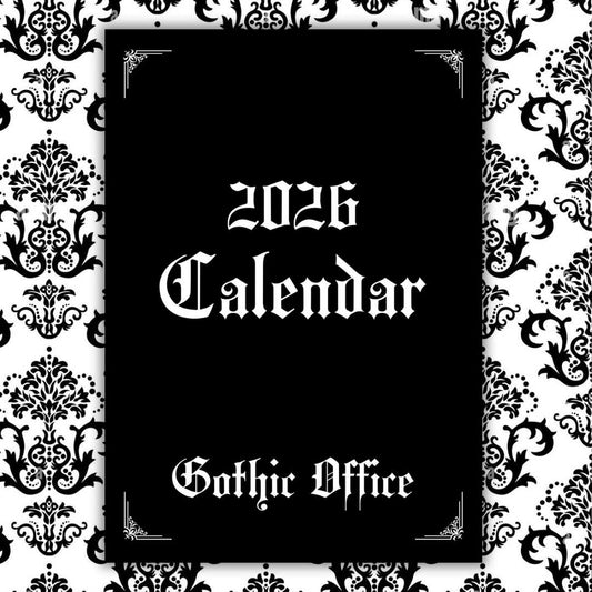 Mock up of the front page of the Gothic Office 2026 Wall Calendar.