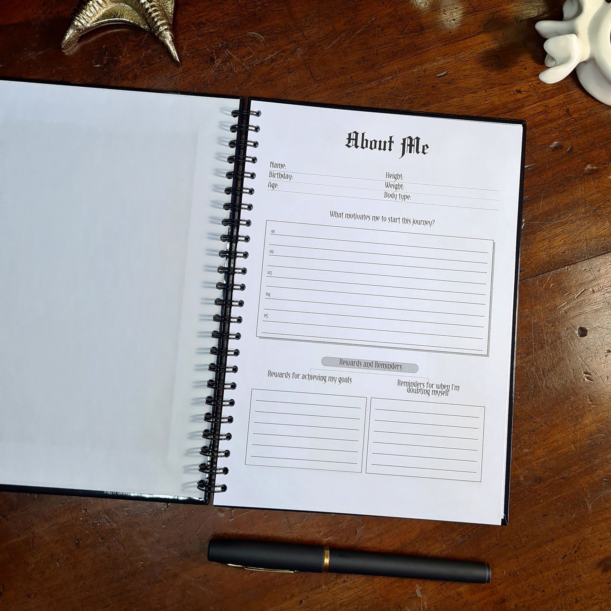 Inside the Fitness Planner by Gothic Office.  It's an About Me page.