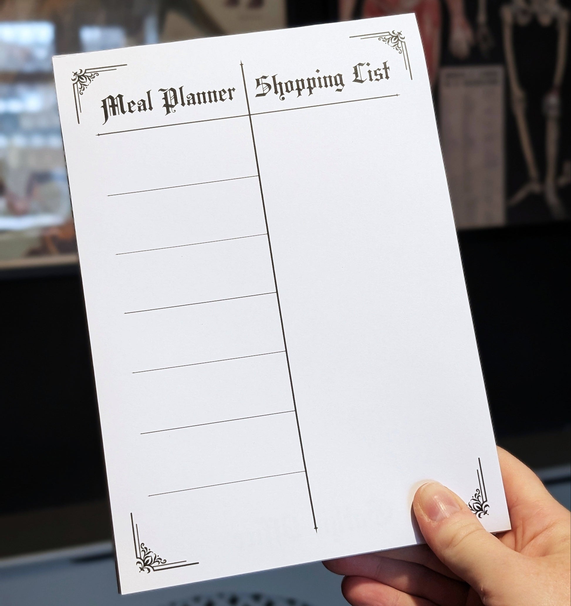 Gothic Office Meal Planner and Shopping List.
