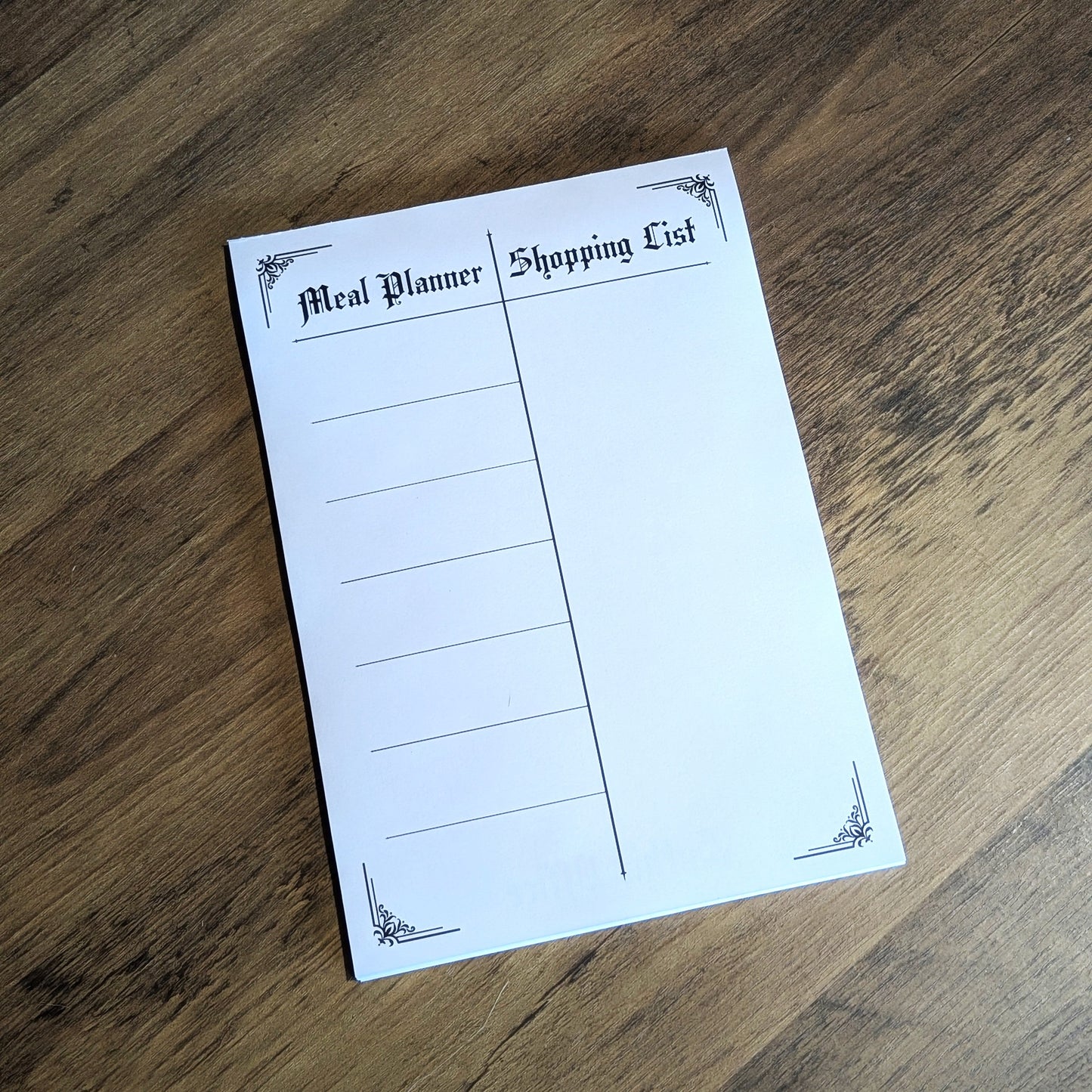 Gothic Office Meal Planner and Shopping List.