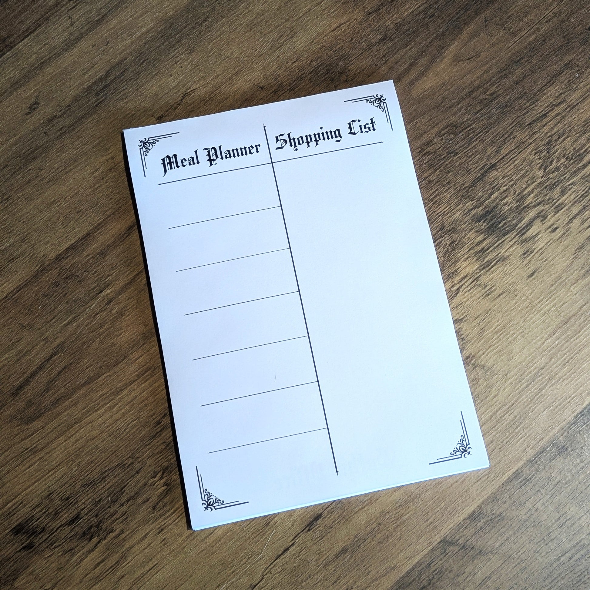 Gothic Office Meal Planner and Shopping List.