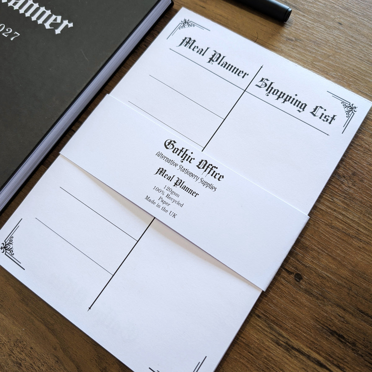 The Gothic Office Meal Planner & Shopping List Notepad. 