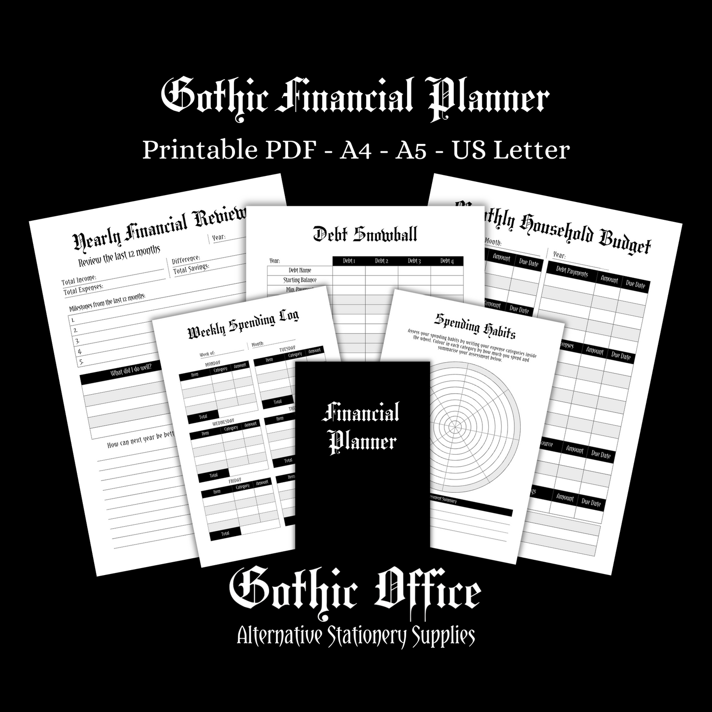 Printable Gothic Financial Planner - PDF Download