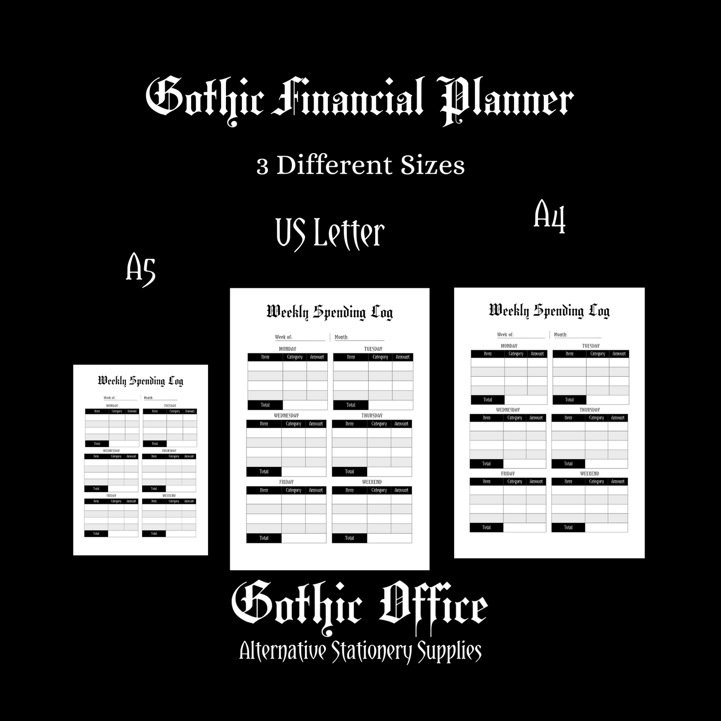 Printable Gothic Financial Planner - PDF Download